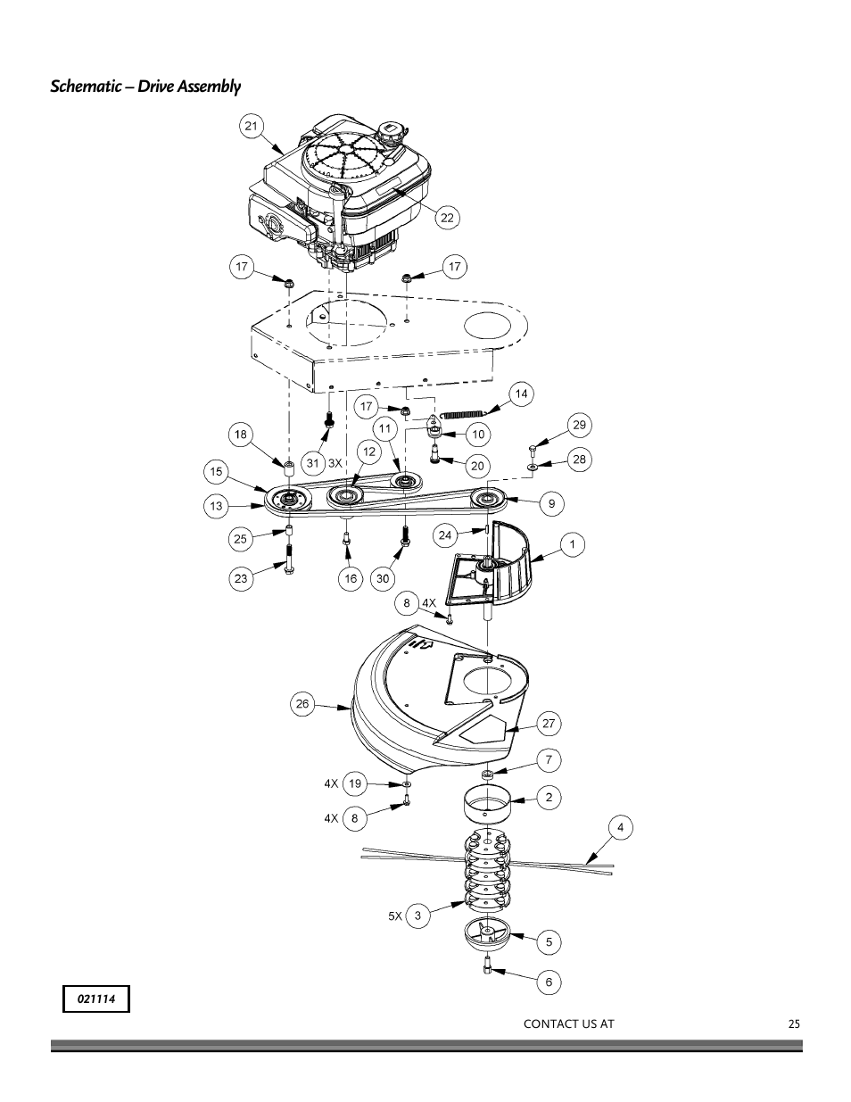 Schematic – drive assembly | DR Power Tow-Behind Yard Trimmer User Manual | Page 25 / 28