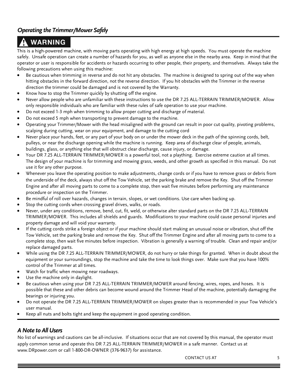 DR Power Tow-Behind All Terrain User Manual | Page 5 / 28