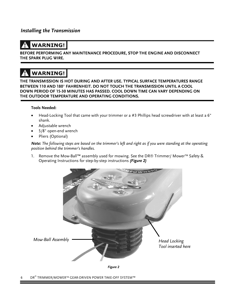 Installing the transmission | DR Power Power Take-Off (PTO) System User Manual | Page 10 / 22
