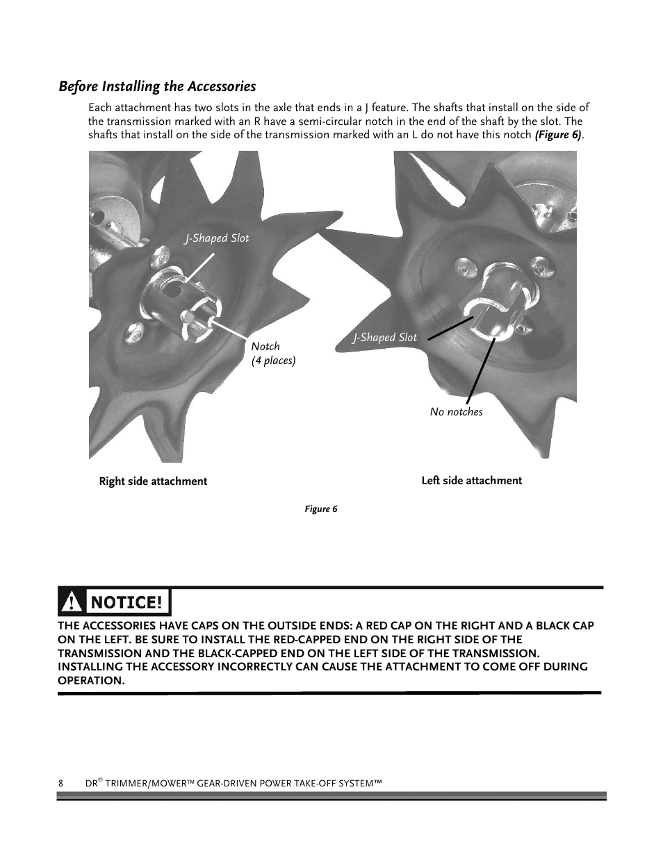 Installing and removing the edger, Before installing the accessories | DR Power Power Take-Off (PTO) System User Manual | Page 12 / 22