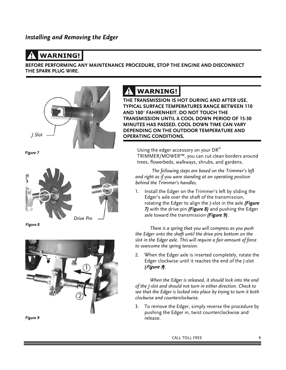 Installing and removing the edger | DR Power Power Take-Off (PTO) System User Manual | Page 13 / 22