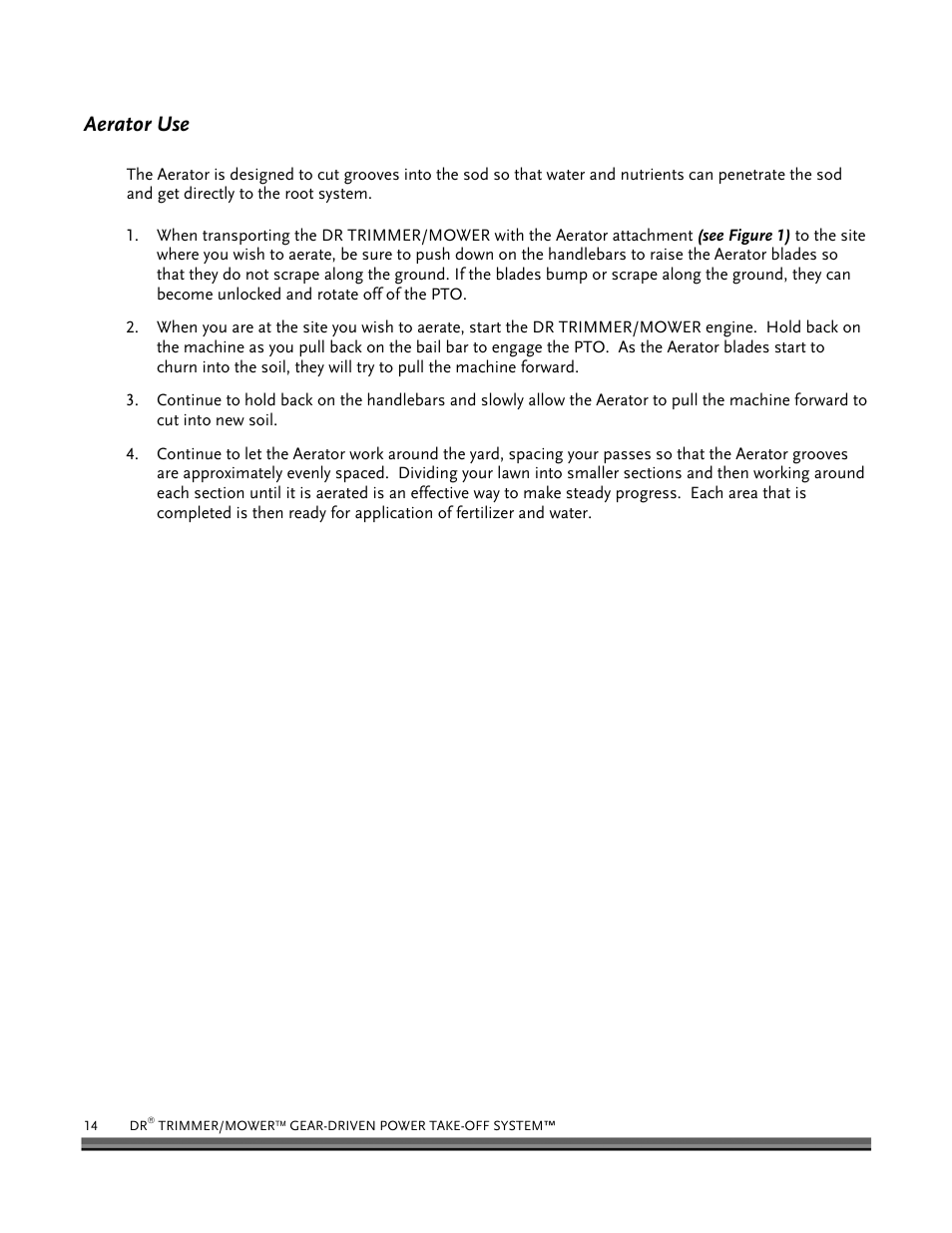 Aerator use | DR Power Power Take-Off (PTO) System User Manual | Page 18 / 22