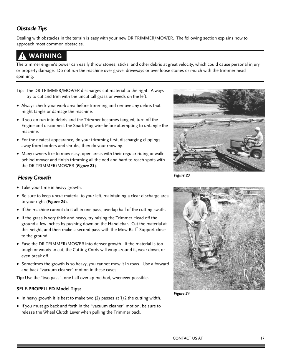 Obstacle tips, Heavy growth | DR Power Self-Propelled 6.75 Pro-XL (September 2010 - April 2013) User Manual | Page 17 / 48