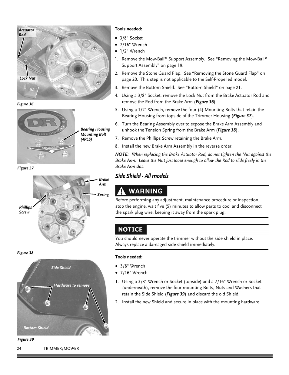 Side shield - all models | DR Power Self-Propelled 6.75 Pro-XL (September 2010 - April 2013) User Manual | Page 24 / 48