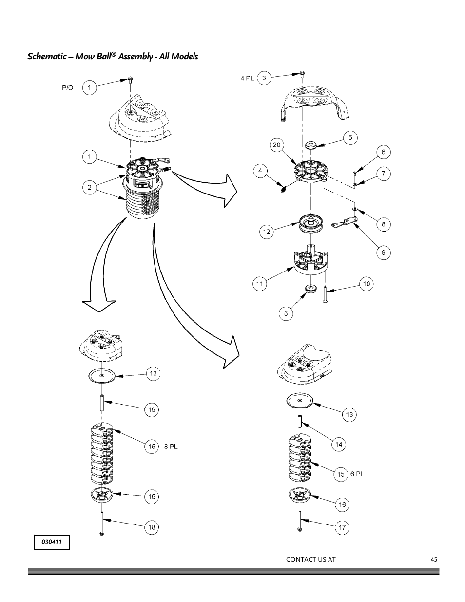 Schematic – mow ball, Assembly - all models | DR Power Self-Propelled 6.75 Pro-XL (September 2010 - April 2013) User Manual | Page 45 / 48