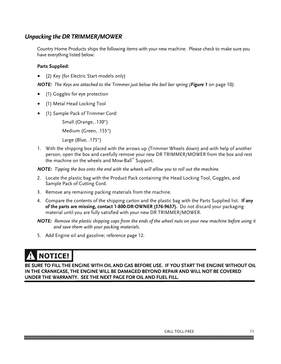 Unpacking the dr trimmer/mower | DR Power Self-Propelled 6.75 (2004 - September 2010) User Manual | Page 15 / 68