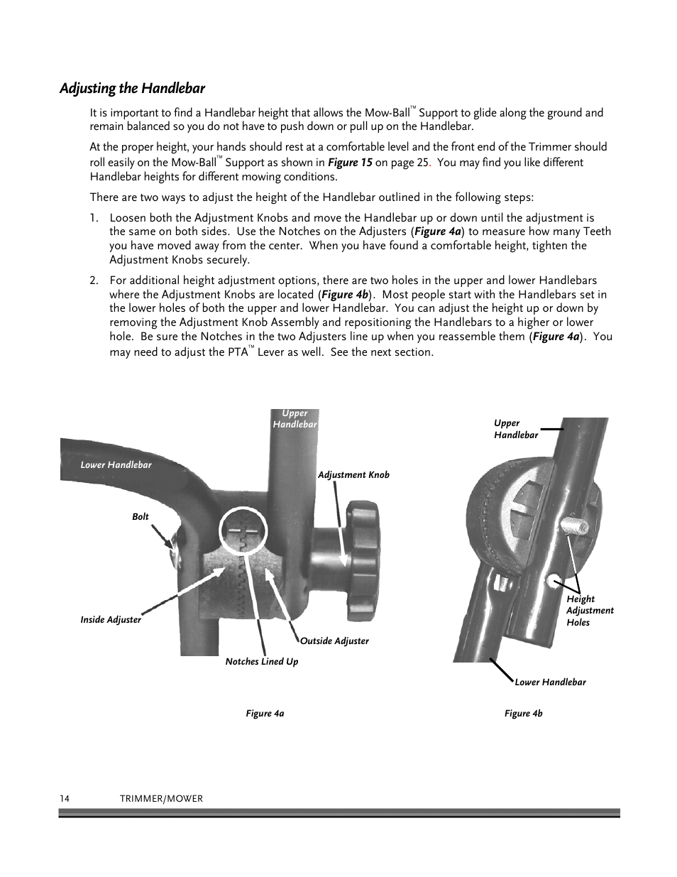 Adjusting the handlebar | DR Power Self-Propelled 6.75 (2004 - September 2010) User Manual | Page 18 / 68