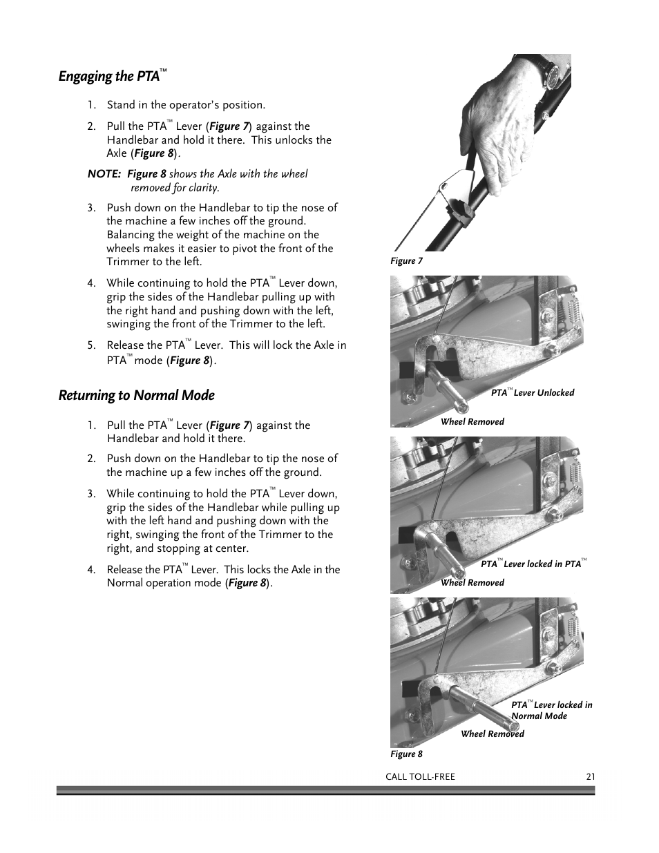 Engaging the pta, Returning to normal mode | DR Power Self-Propelled 6.75 (2004 - September 2010) User Manual | Page 25 / 68