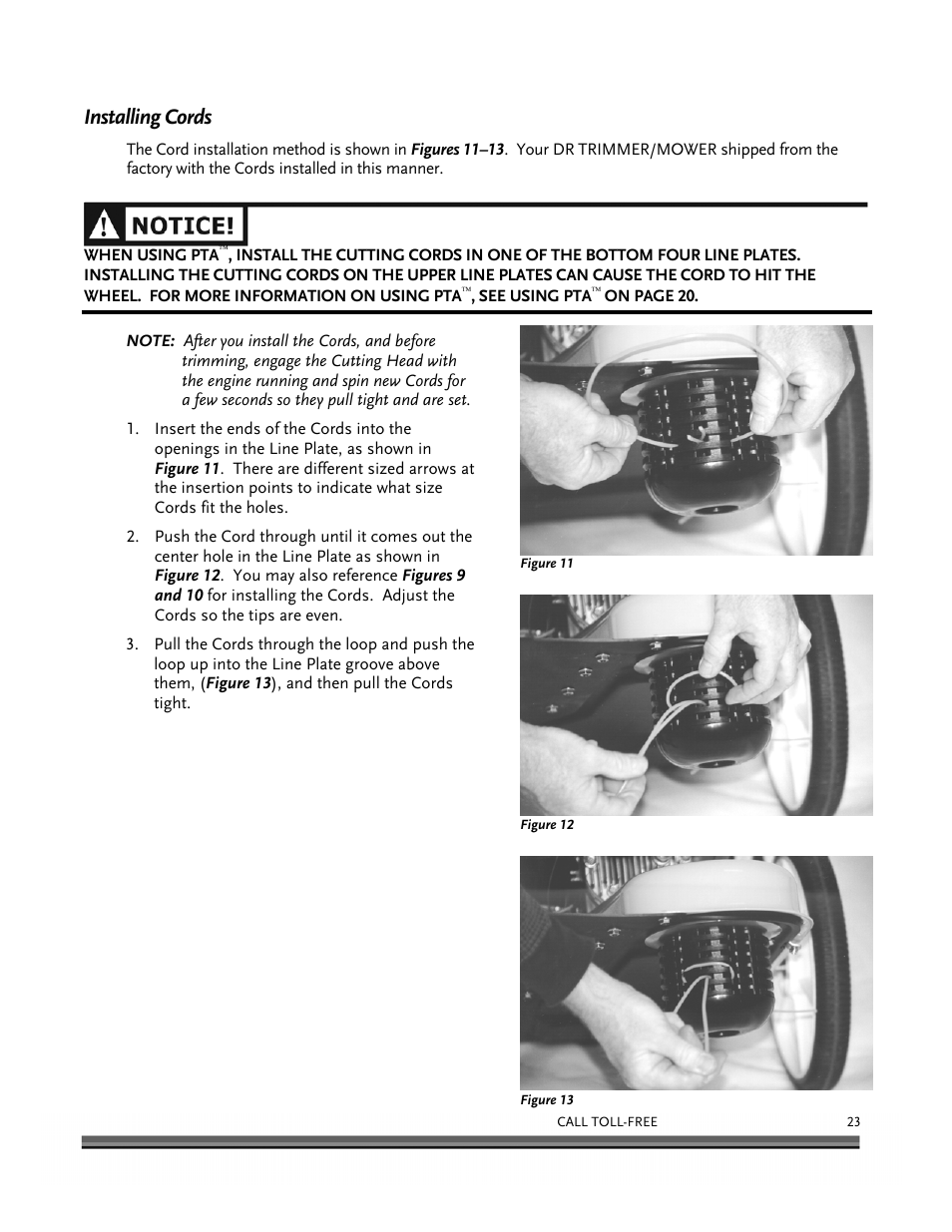 Installing cords | DR Power Self-Propelled 6.75 (2004 - September 2010) User Manual | Page 27 / 68