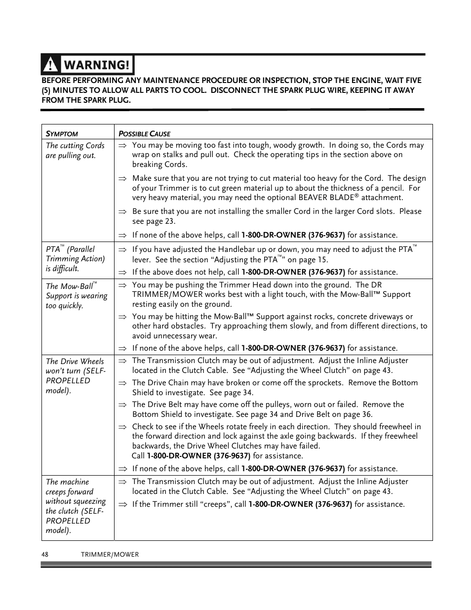 DR Power Self-Propelled 6.75 (2004 - September 2010) User Manual | Page 52 / 68