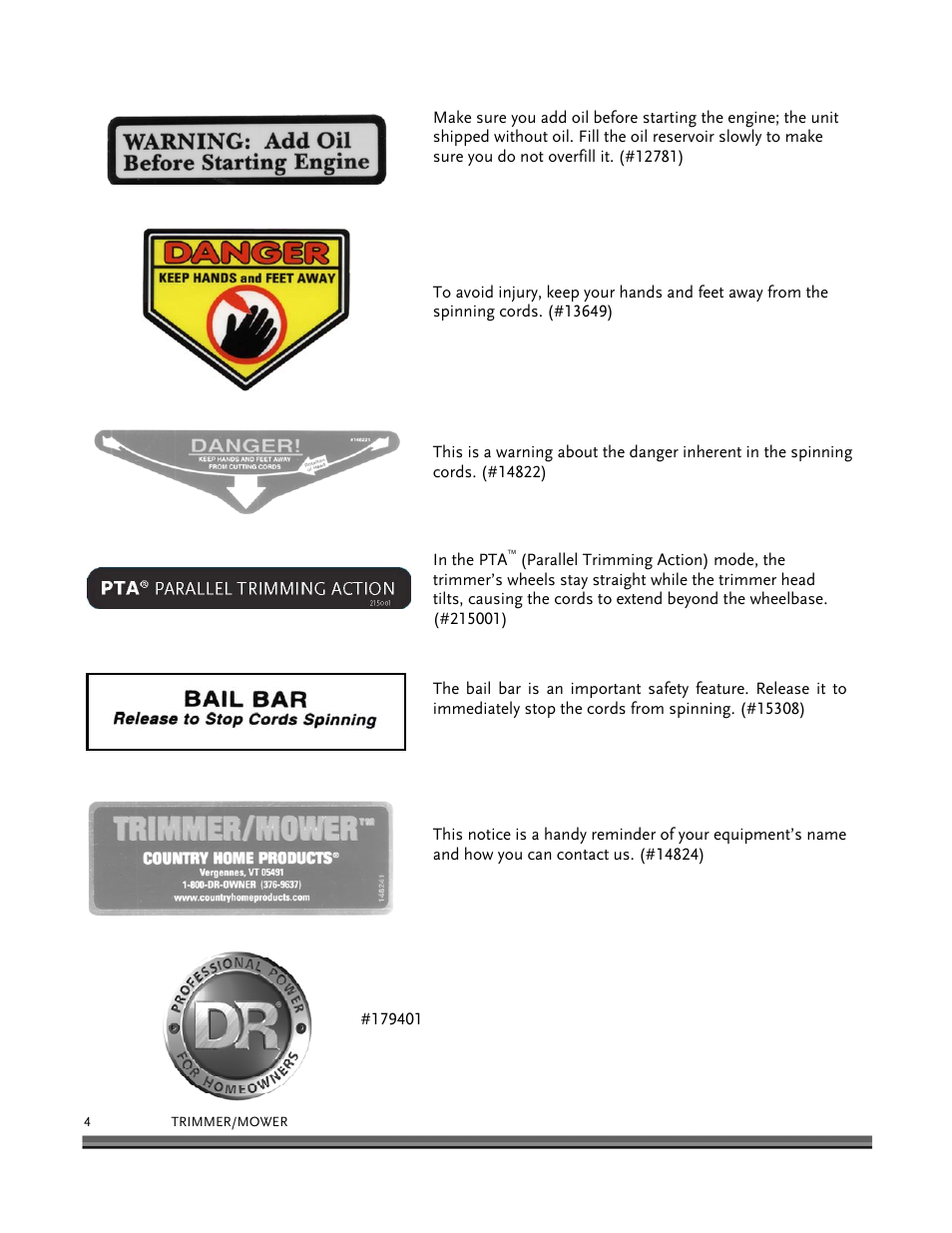 DR Power Self-Propelled 6.75 (2004 - September 2010) User Manual | Page 8 / 68