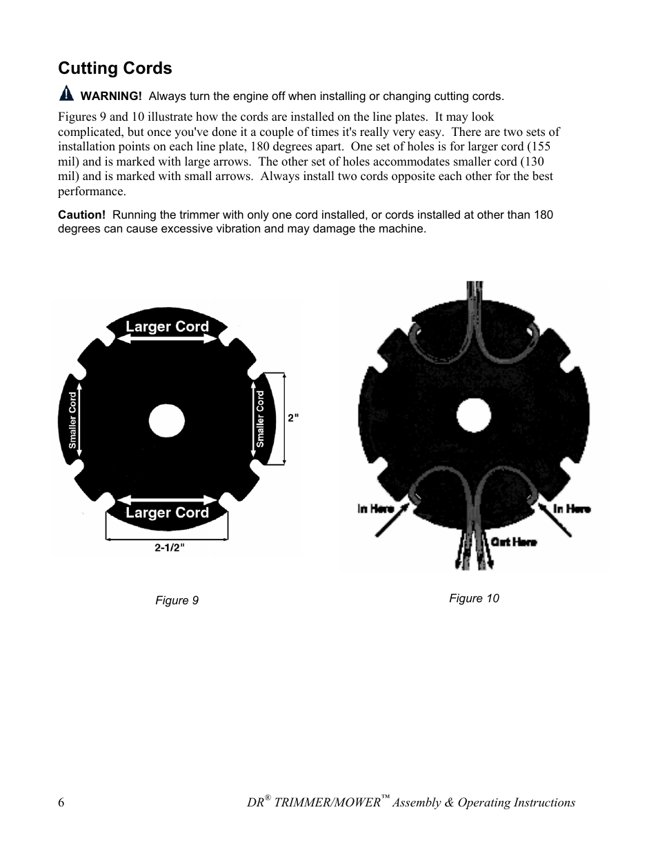 Cutting cords | DR Power Sprint (2000 - 2004) User Manual | Page 12 / 36