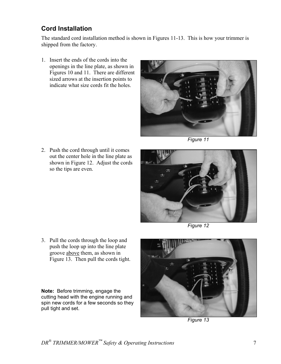 Cord installation | DR Power Sprint (2000 - 2004) User Manual | Page 13 / 36