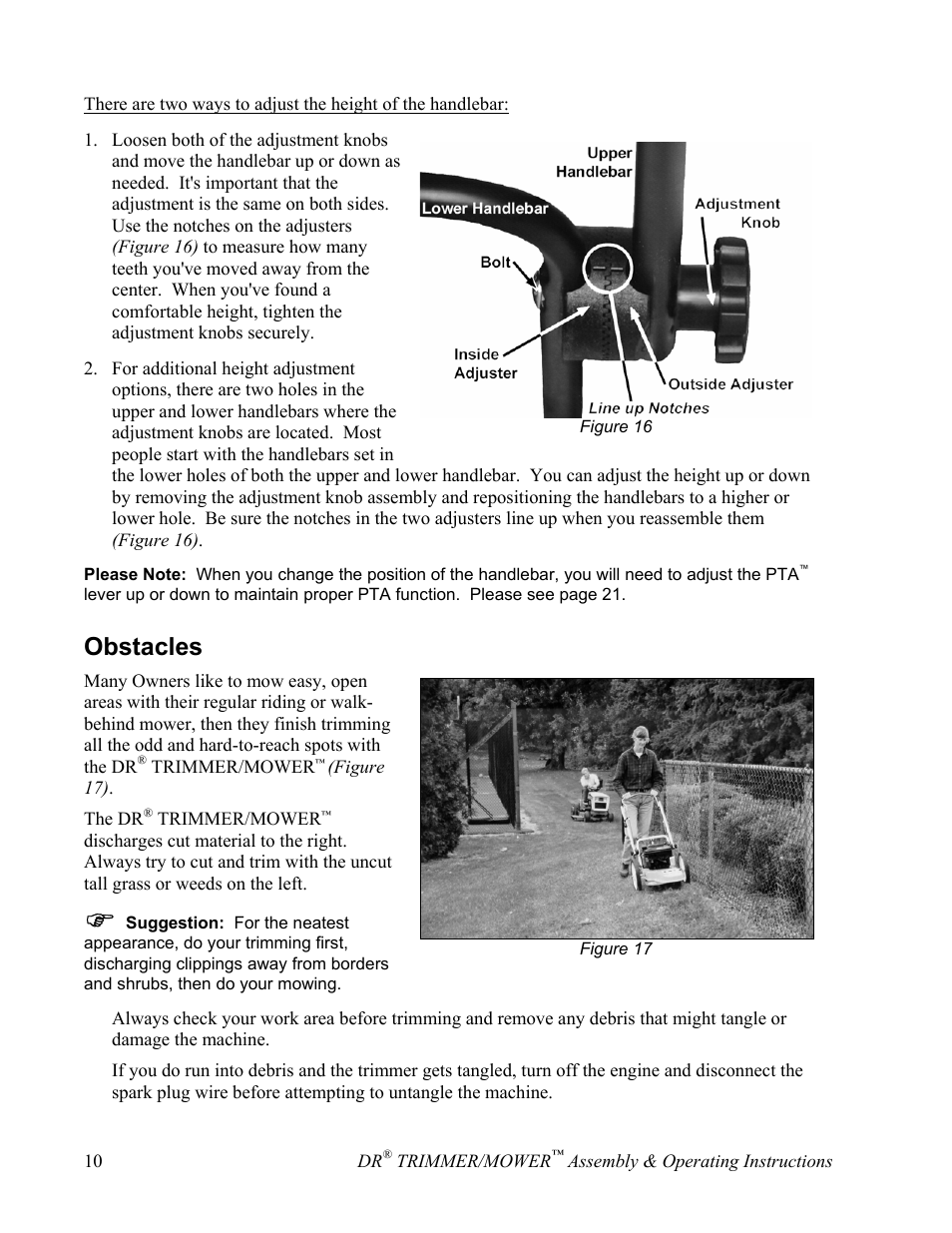 Obstacles | DR Power Sprint (2000 - 2004) User Manual | Page 16 / 36