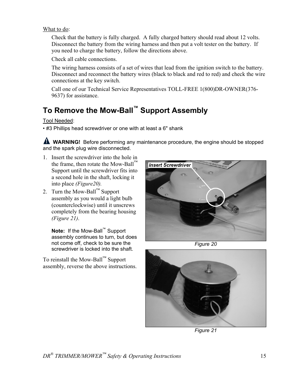 Support assembly | DR Power Sprint (2000 - 2004) User Manual | Page 21 / 36