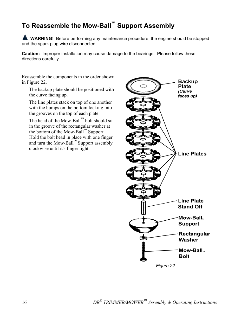 Support assembly | DR Power Sprint (2000 - 2004) User Manual | Page 22 / 36