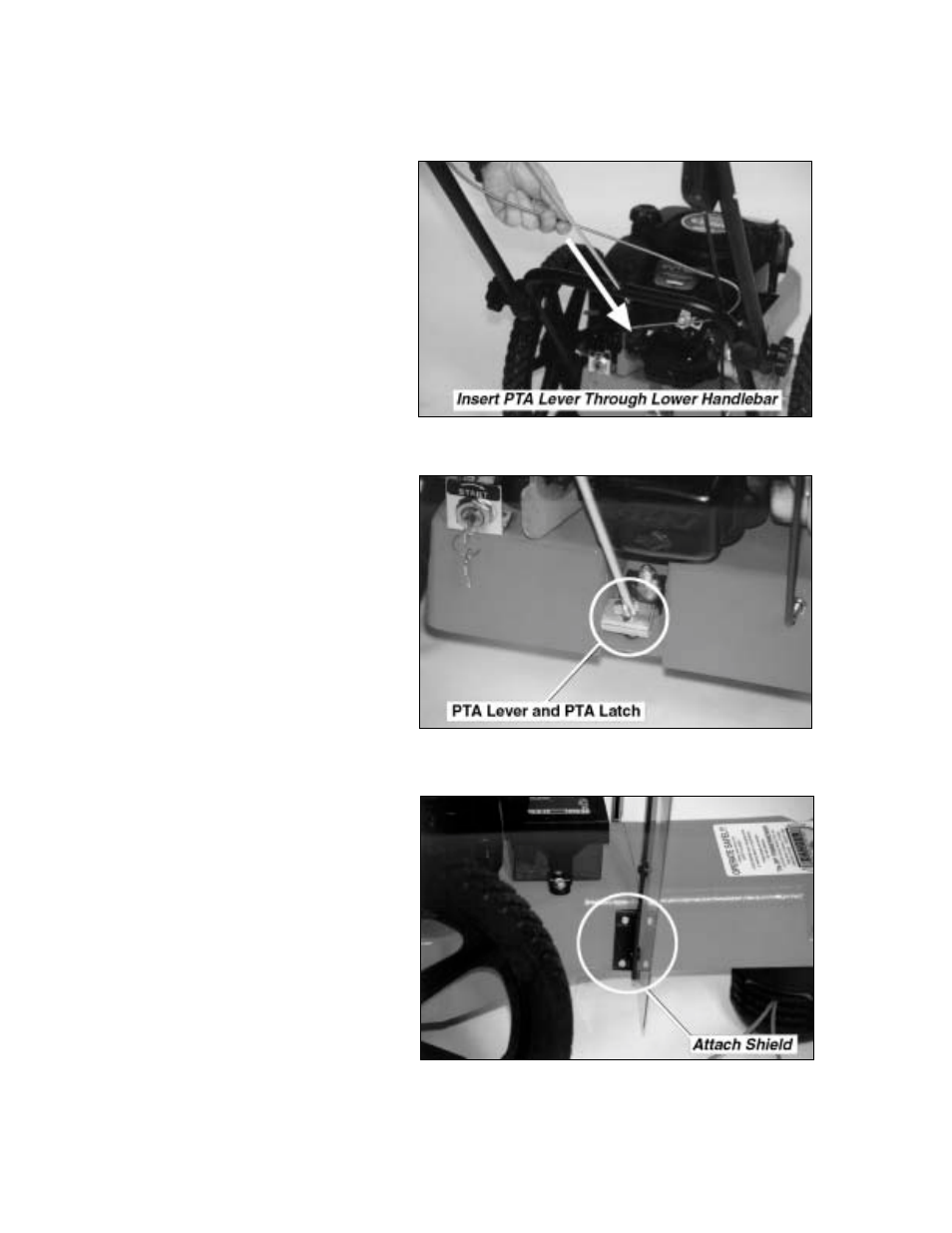 Step 6: install the parallel trimming action (pta, Lever, Step 7: attach the acrylic engine shield | DR Power Walk-Behind Pro (2000 - 2001) User Manual | Page 12 / 48