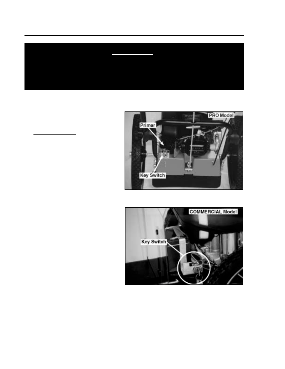 Starting & operating, Electric-starting, Manual-starting | Electric-starting manual-starting, Warning | DR Power Walk-Behind Pro (2000 - 2001) User Manual | Page 16 / 48