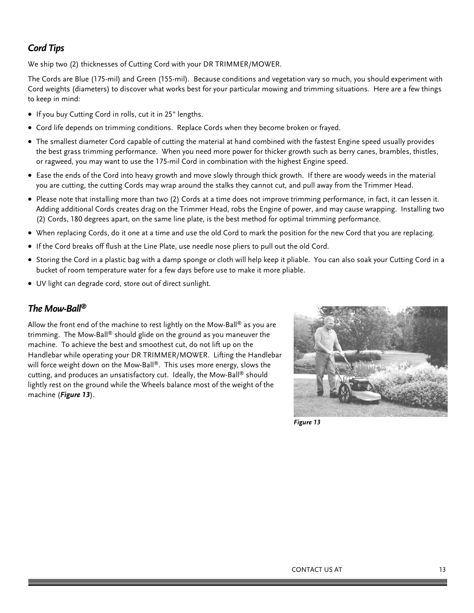 Cord tips, The mow-ball | DR Power Premier 6.5fpt Kohler User Manual | Page 13 / 32