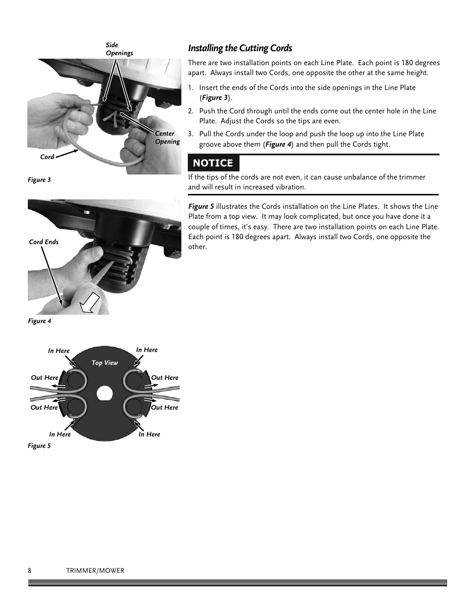 Installing the cutting cords | DR Power Premier 6.5fpt Kohler User Manual | Page 8 / 32