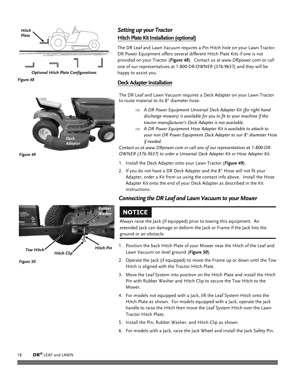 Setting up your tractor | DR Power Tow-Behind 9.59 Premier (September 2014 - Present) User Manual | Page 18 / 44