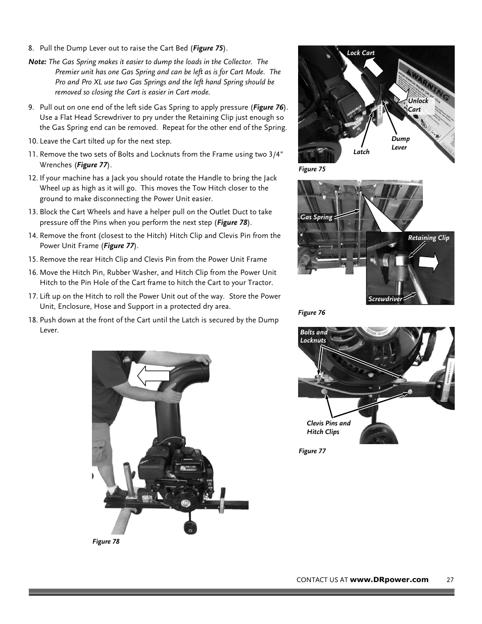 Chapter 4: maintaining the dr leaf and lawn vacuum | DR Power Tow-Behind 9.59 Premier (September 2014 - Present) User Manual | Page 27 / 44