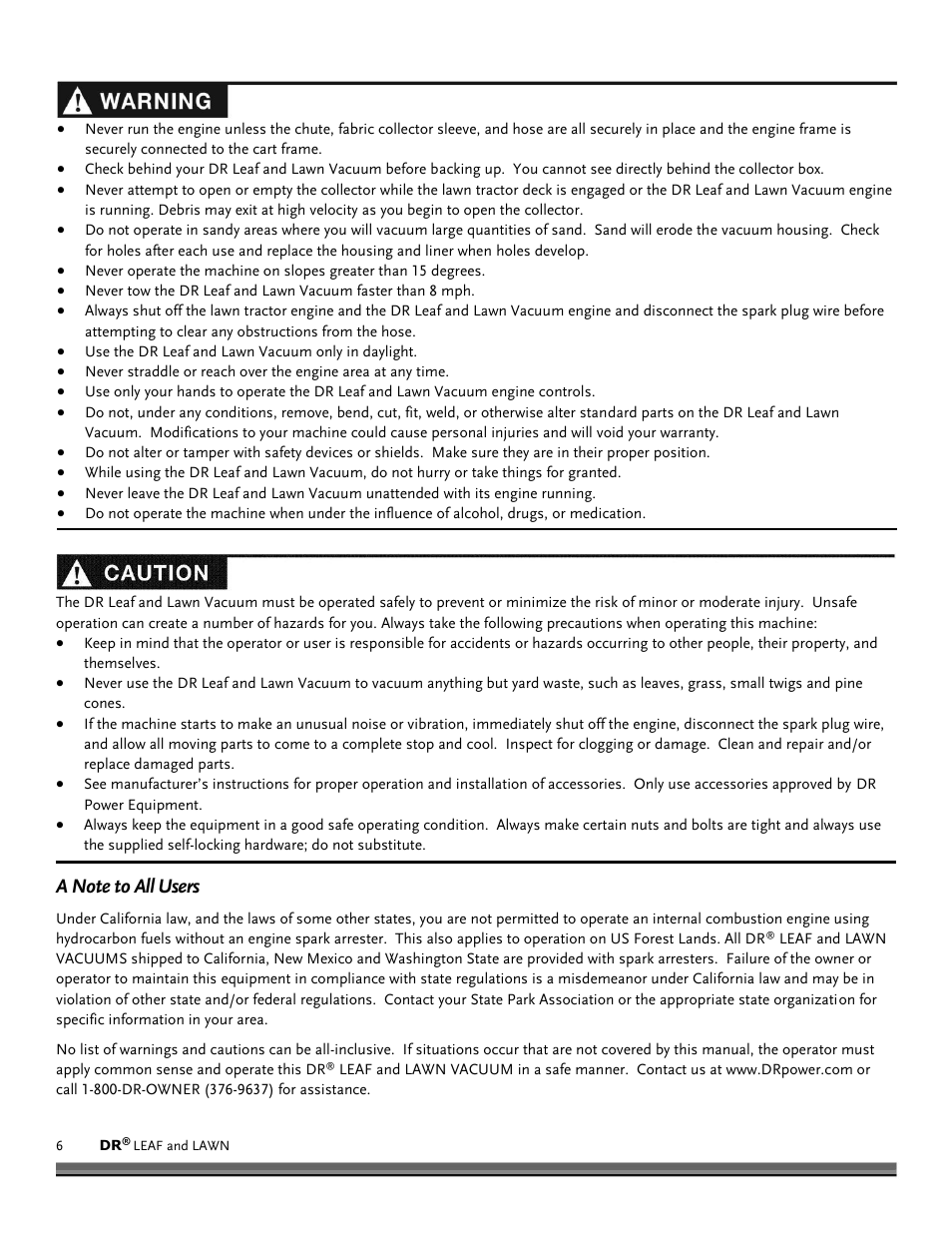 DR Power Tow-Behind 9.59 Premier (September 2014 - Present) User Manual | Page 6 / 44