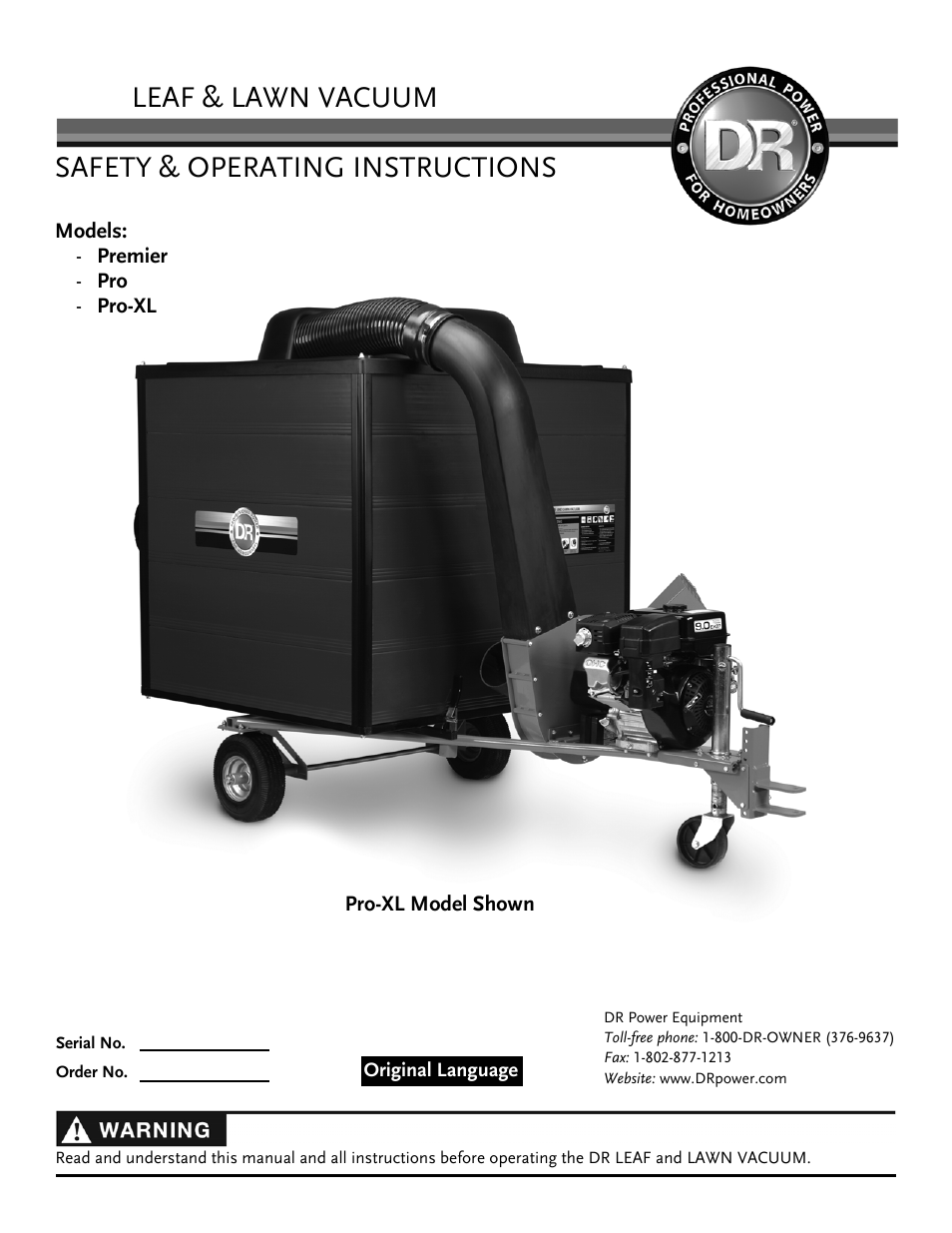 DR Power Tow-Behind 13.74 Pro-XL (August 2010 - August 2014) User Manual | 44 pages