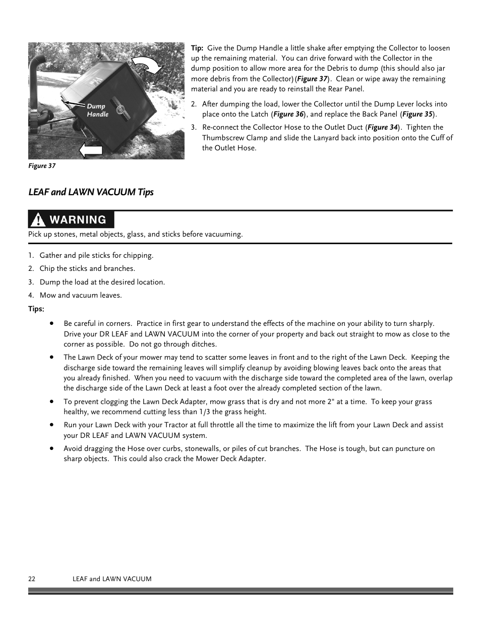 Leaf and lawn vacuum tips | DR Power Tow-Behind 13.74 Pro-XL (August 2010 - August 2014) User Manual | Page 22 / 44