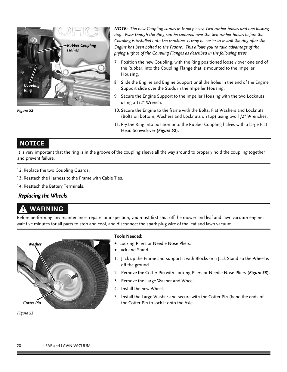 Replacing the wheels | DR Power Tow-Behind 13.74 Pro-XL (August 2010 - August 2014) User Manual | Page 28 / 44