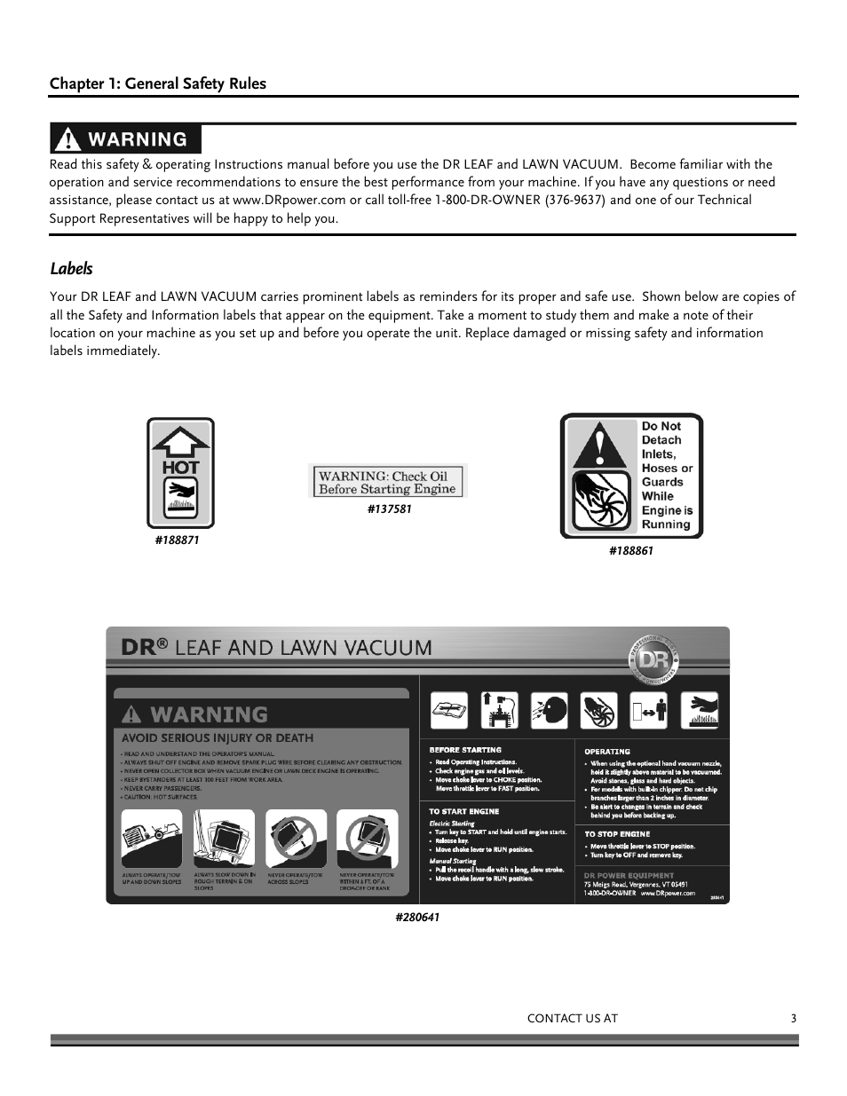 Labels | DR Power Tow-Behind 13.74 Pro-XL (August 2010 - August 2014) User Manual | Page 3 / 44