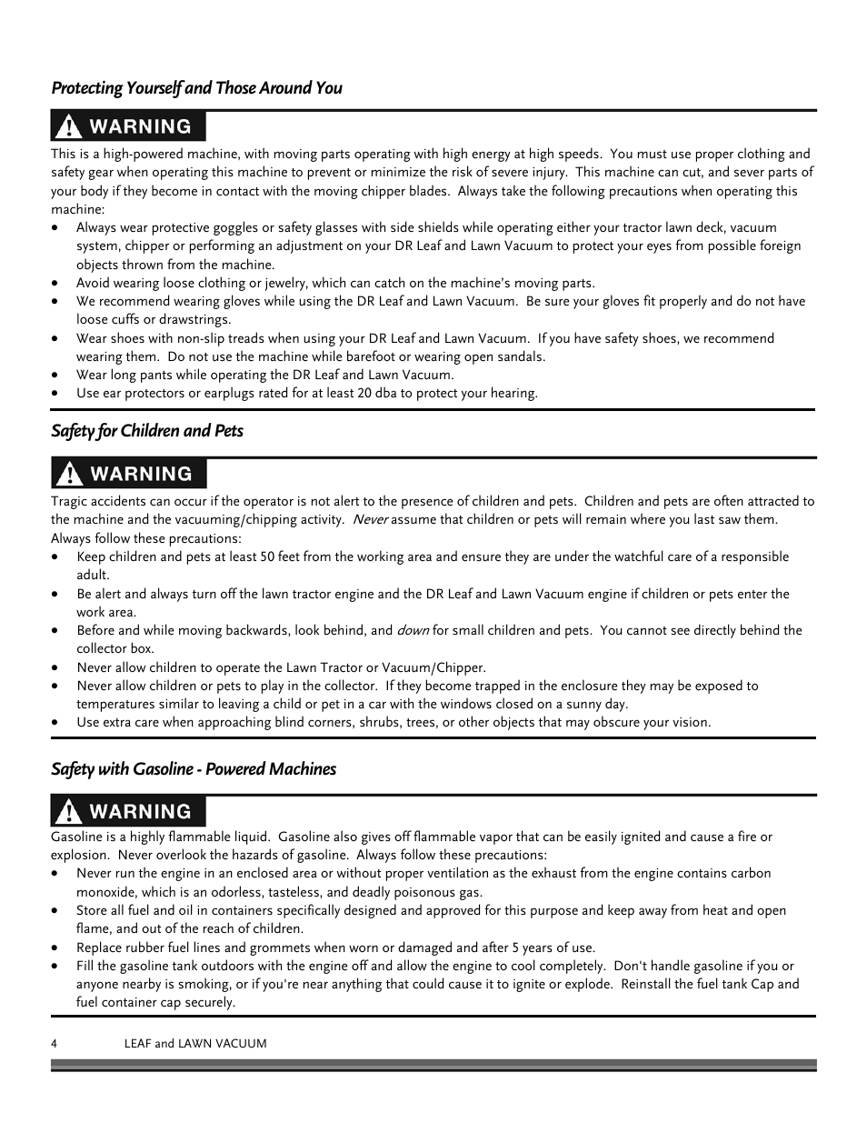 DR Power Tow-Behind 13.74 Pro-XL (August 2010 - August 2014) User Manual | Page 4 / 44