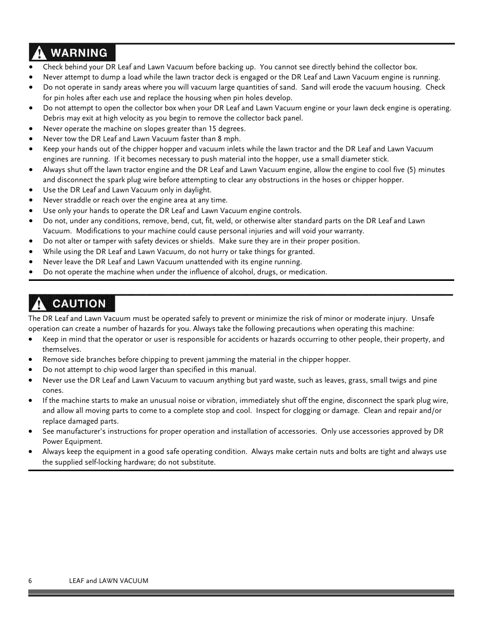 DR Power Tow-Behind 13.74 Pro-XL (August 2010 - August 2014) User Manual | Page 6 / 44