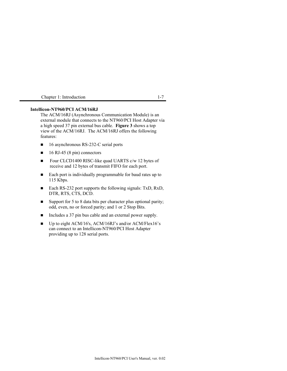 Intellicon-nt960/pci acm/16rj, Intellicon-nt960/pci acm/16rj -7 | Connect Tech NT960/PCI User Manual | Page 19 / 88