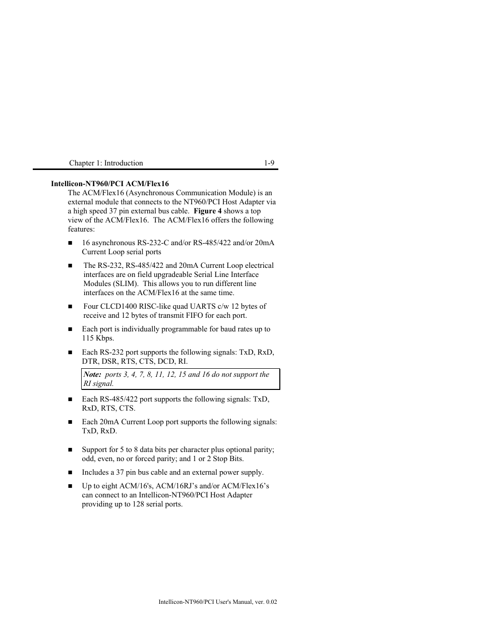 Intellicon-nt960/pci acm/flex16, Intellicon-nt960/pci acm/flex16 -9 | Connect Tech NT960/PCI User Manual | Page 21 / 88