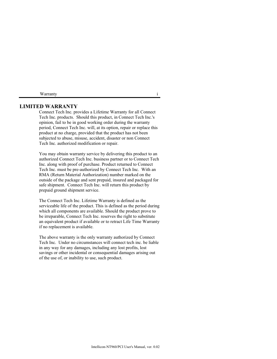 Connect Tech NT960/PCI User Manual | Page 3 / 88