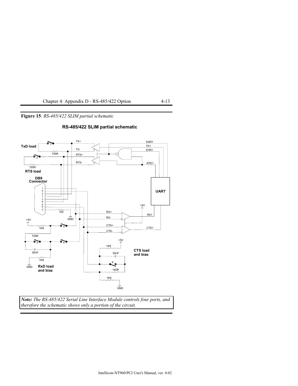 Figure 15: rs-485/422 slim partial schematic, Figure 15: rs-485/422 slim partial schematic -13 | Connect Tech NT960/PCI User Manual | Page 65 / 88