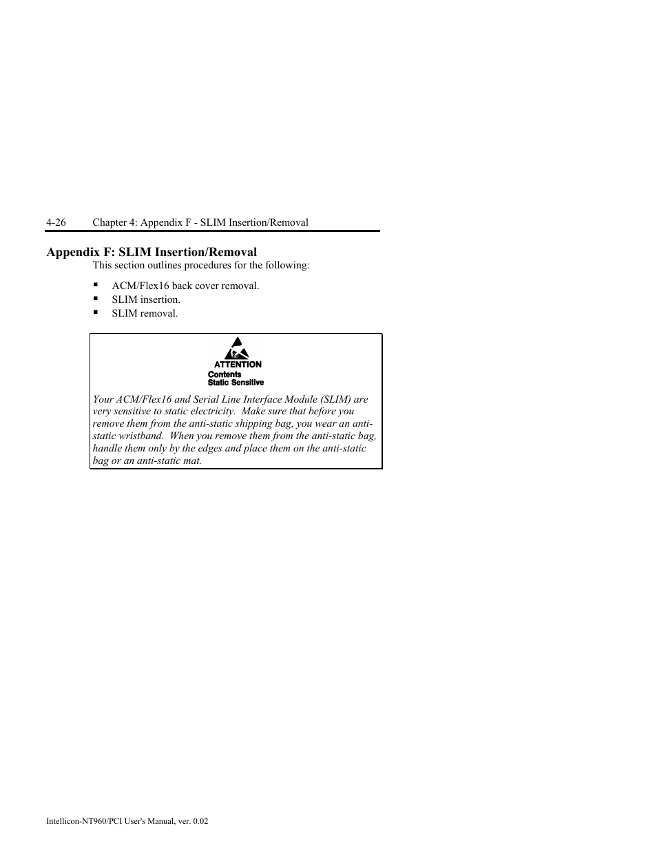 Appendix f: slim insertion/removal, Appendix f: slim insertion/removal -26 | Connect Tech NT960/PCI User Manual | Page 78 / 88