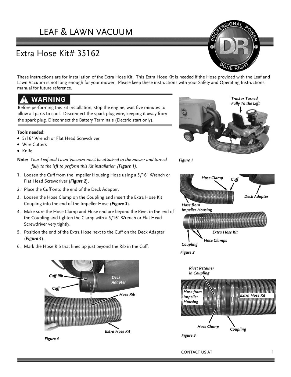 DR Power Tow-Behind Extra Hose Kit (September 2014 - Present) User Manual | 2 pages