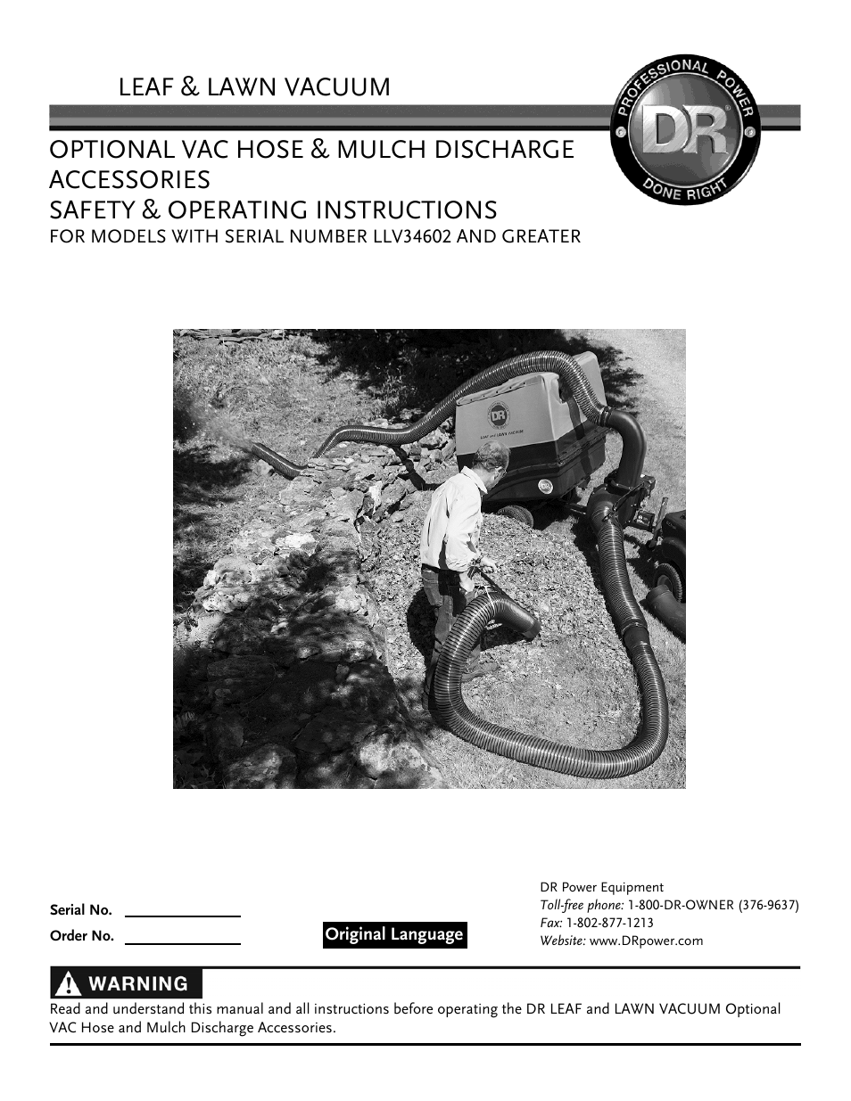 DR Power Tow-Behind Optional Vac and Mulch Discharge (September 2014 - Present) User Manual | 12 pages