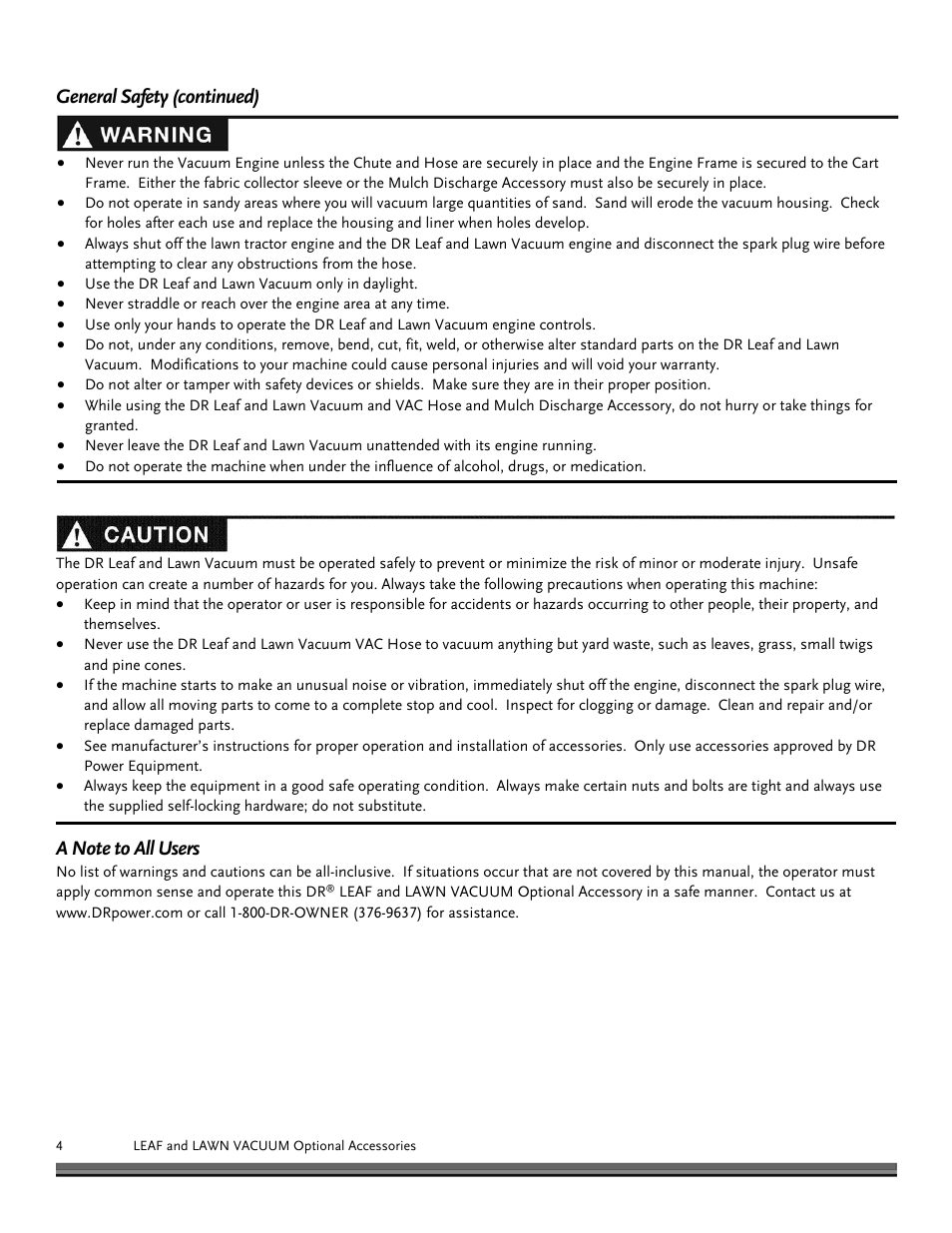 DR Power Tow-Behind Optional Vac and Mulch Discharge (September 2014 - Present) User Manual | Page 4 / 12