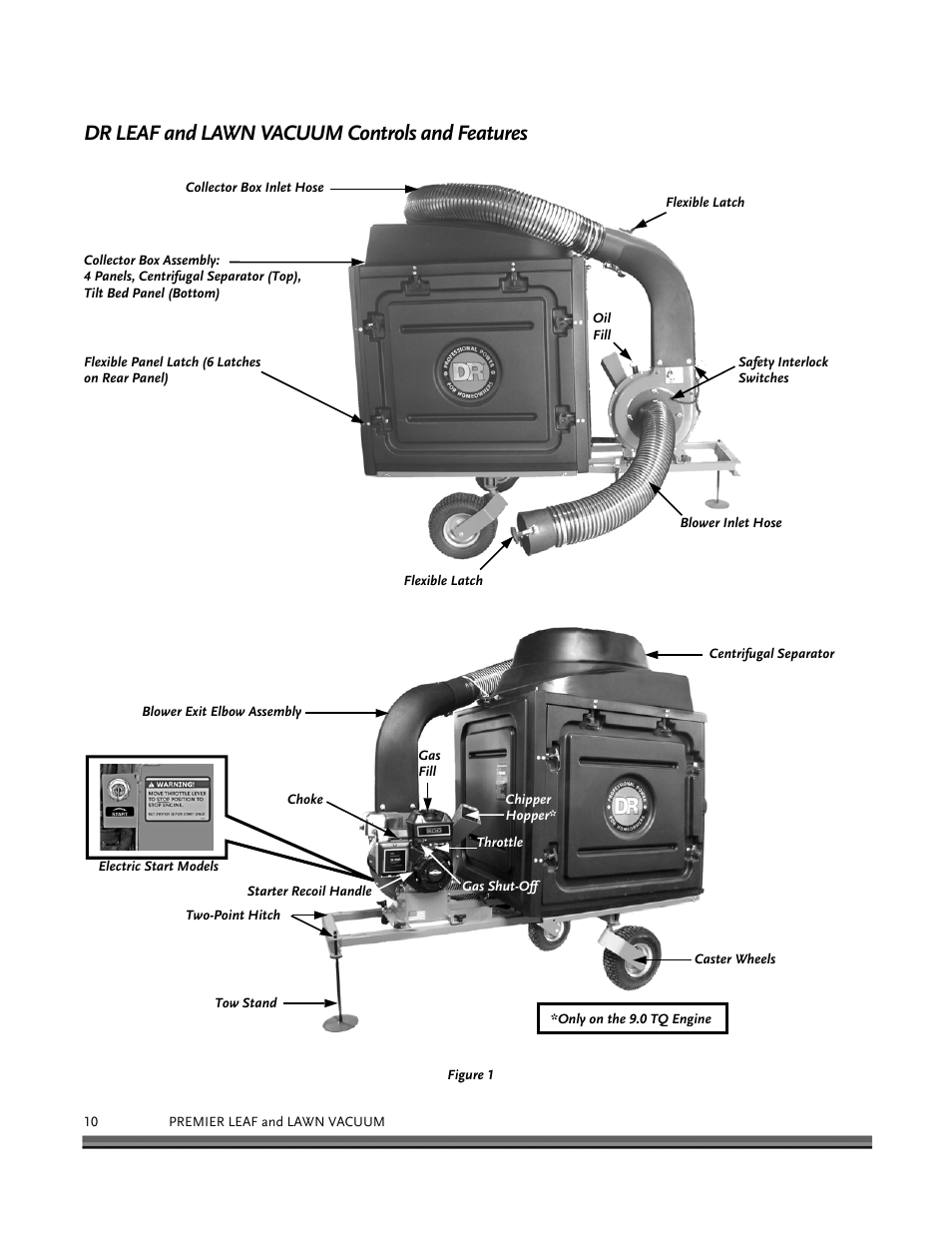 Dr leaf and lawn vacuum controls and features | DR Power Tow-Behind 8.00 Premier (Pre-August 2010) User Manual | Page 14 / 72