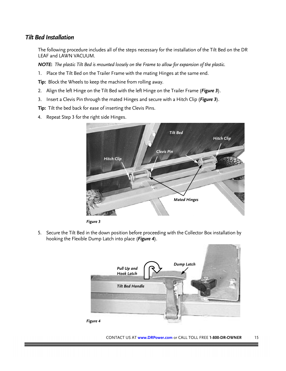 Tilt bed installation | DR Power Tow-Behind 8.00 Premier (Pre-August 2010) User Manual | Page 19 / 72