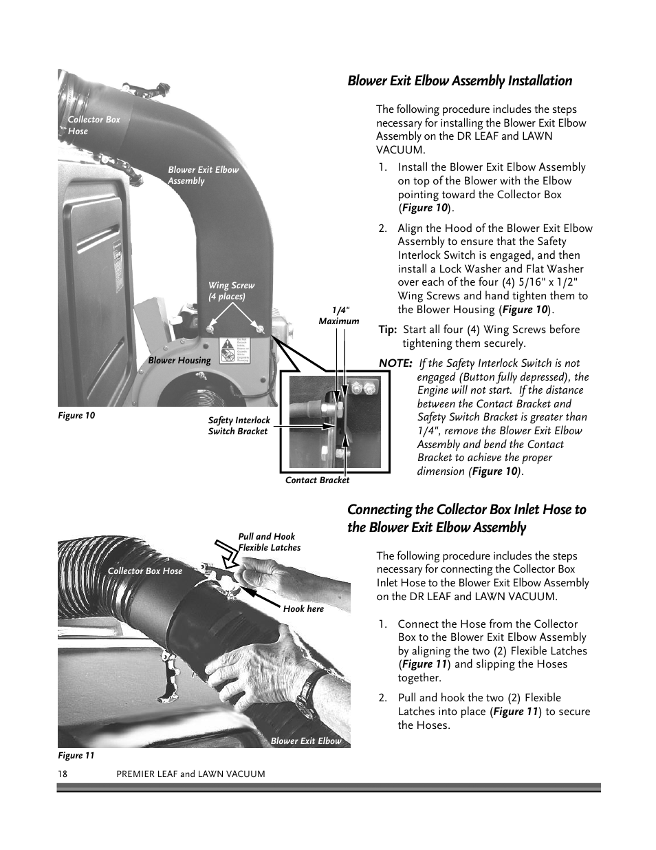 Blower exit elbow assembly installation | DR Power Tow-Behind 8.00 Premier (Pre-August 2010) User Manual | Page 22 / 72