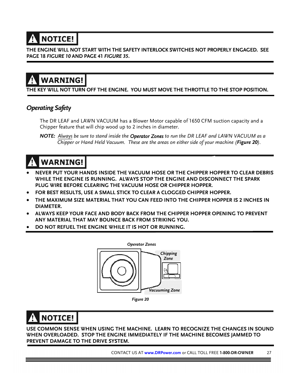 Operating safety | DR Power Tow-Behind 8.00 Premier (Pre-August 2010) User Manual | Page 31 / 72