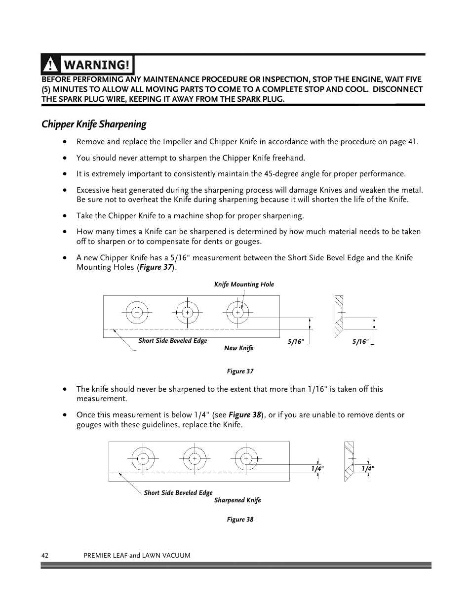 Chipper knife sharpening | DR Power Tow-Behind 8.00 Premier (Pre-August 2010) User Manual | Page 46 / 72