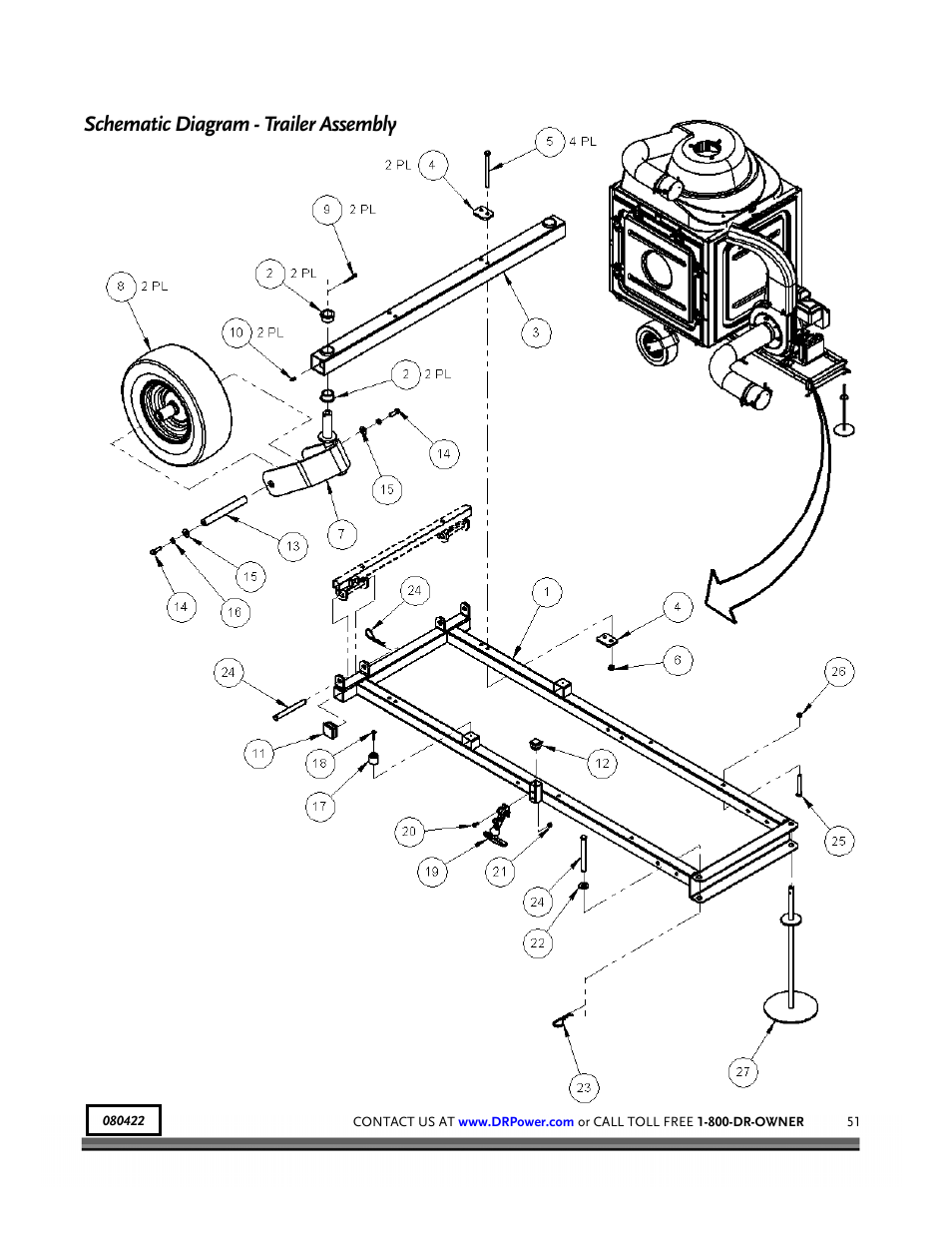 Schematic diagram - trailer assembly | DR Power Tow-Behind 8.00 Premier (Pre-August 2010) User Manual | Page 55 / 72