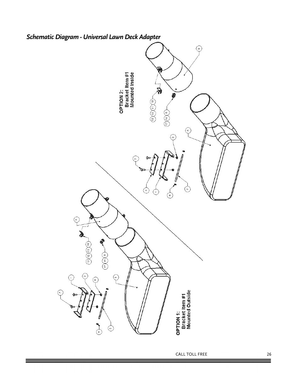 Schematic diagram - universal lawn deck adapter | DR Power Tow-Behind Vacuum Hose (Pre-August 2010) User Manual | Page 29 / 32