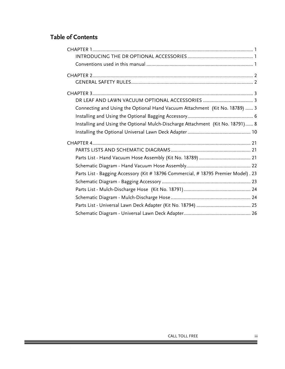 DR Power Tow-Behind Vacuum Hose (Pre-August 2010) User Manual | Page 3 / 32