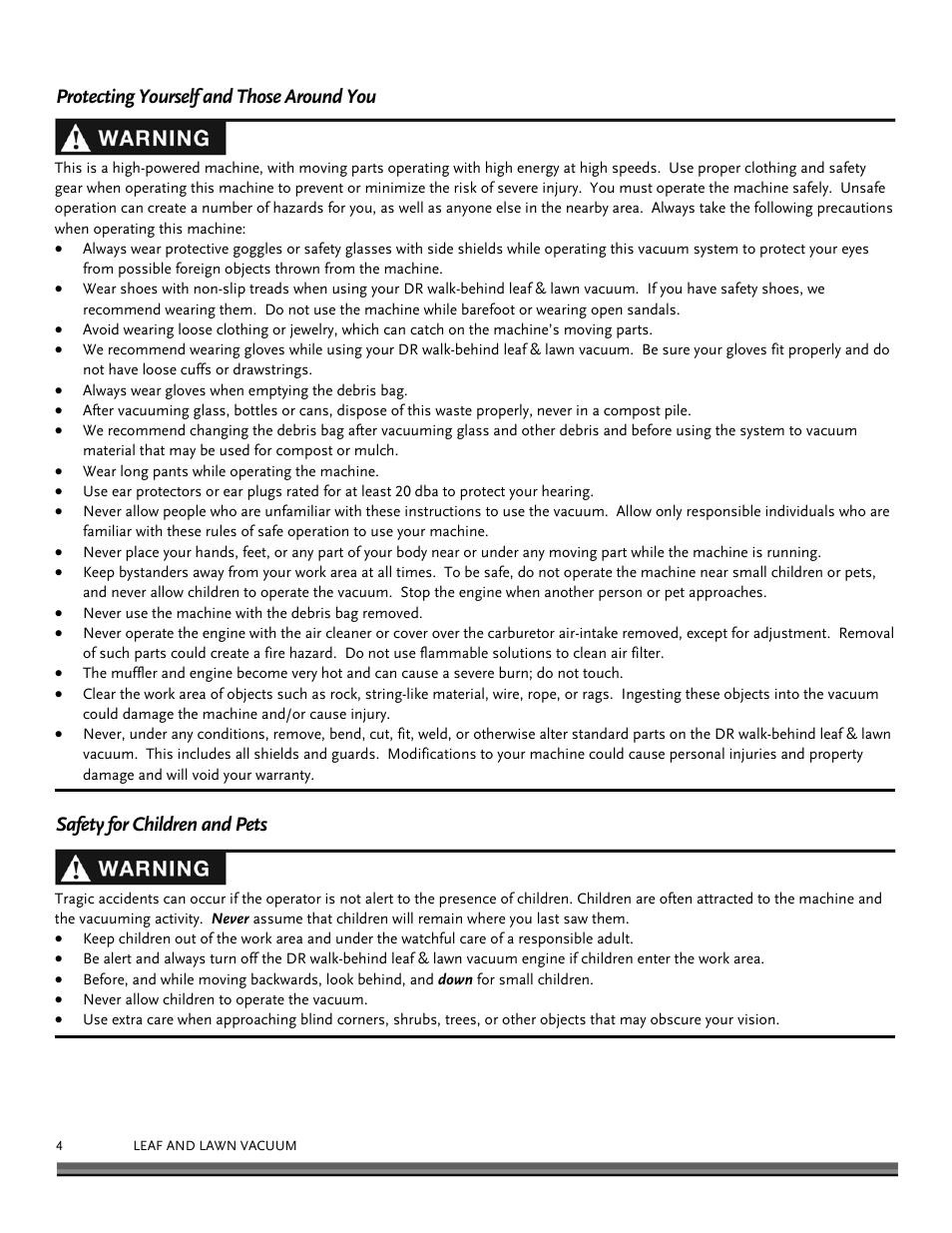 DR Power Walk-Behind 11.50 fpt (August 2010 - Present) User Manual | Page 4 / 32